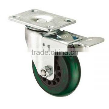 Double Bearing PVC Caster Wheel With Total Brake