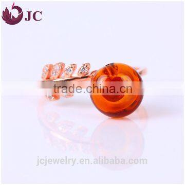 Rose Gold Plated Leaf Adjustable Ring Fashion Aromatherapy Diffuser Women Ring