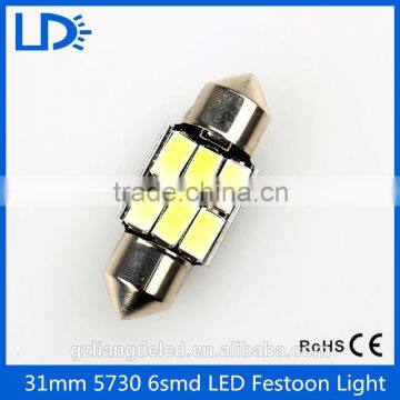 high brightness new items 5730smd 6leds car bulb 31mm festoon
