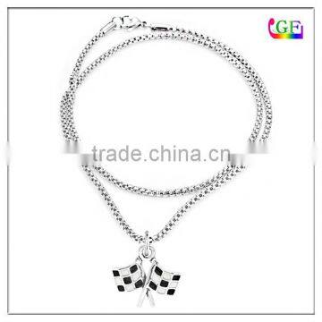 Custom Zinc Alloy Metal Racing banner Necklace