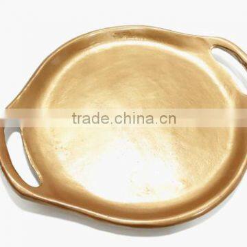 Gold Food Serving Tray / Metal Snacks Serving Tray