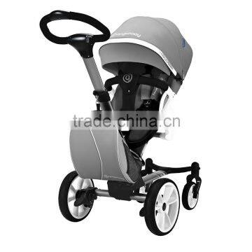 gray adjustable handle baby dolls pram