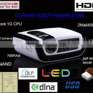 World 1st Android4.0 OS DLP projector with WIFI and DLNA technology