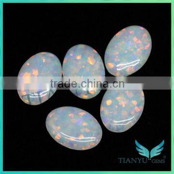 Gemstone Wholesale 8*10 flat back oval shape white artificial australia colour opal