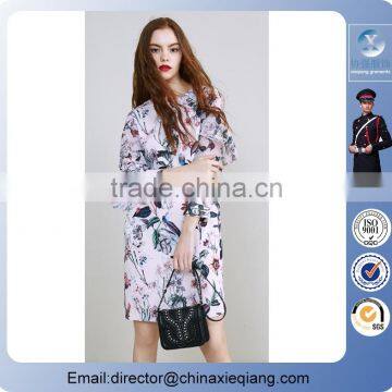 2016 Fashion Ladies Elegant Flower Printed Dress Flower Girl Dress