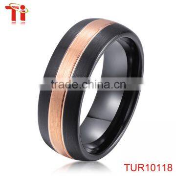 Tungsten carbide ring 2016 domed surface rose gold and black two-tone plated tungsten ring blank 2~12mm customized width