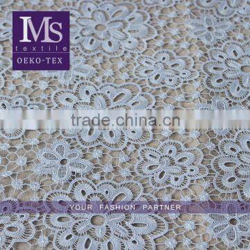 2016 top fashion light blue guipure polyester microfiber embroidery fabric