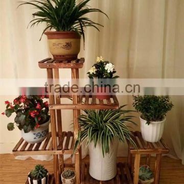 China factory customize wooden standing flower pot rack