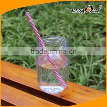 24 oz Plastic Mason Jar With Mood Straw.