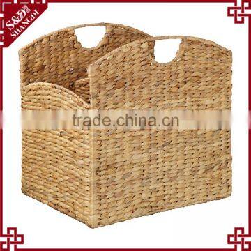 Water hyacinth woven basket with dividers trunk shaped magazine holder