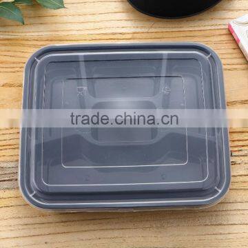 High Quality 2 Dividers Black Plastic Food Bento Boxes photo-5