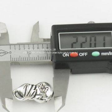 Peanut Shape Engraved Silver Beads DIY Sterling Silver Jewelry photo-2