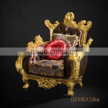 Imperial Noble Furniture Living Room Sofa, Luxury Wood Carved Three Seater Sofa With Gold Painted, British Royal Sofa Couch Set