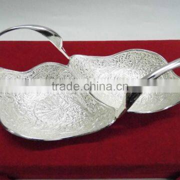 Cheap and attractive promotional gift, corporate gift item silver plated swan brass bowl