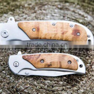 OEM Pocket Survival Camping Knife With Wooden Handle photo-4