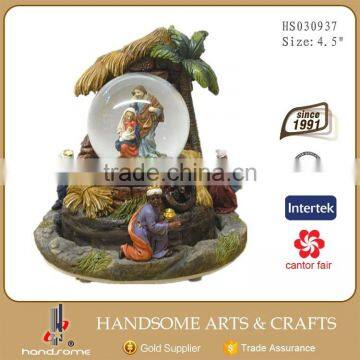 4.5 Inch Resinic Religious Items Home Functionality Decoration Holy Family Statue Rotatable Music Box photo-3