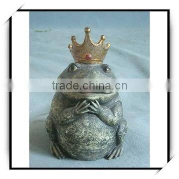 Animal decoration bronze frog king with a crown