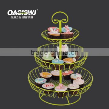 foldable iron /stainless steel/powder coated 3 -tiers cupcake stand-wirefruit basket