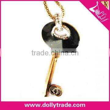 Fashion Golden Rhinestone Key Necklace