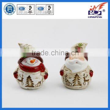 Handpainted Christmas Ceramic Santa Claus Snowman Cookie Jar