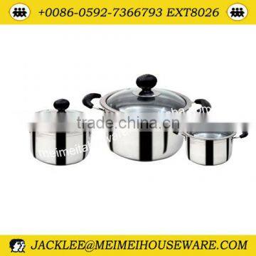 6Pcs black handle & stainless steel cookware set