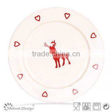 hand made christmas reindeer shape ceramic christmas plate for supply