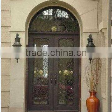 Bisini eyebrow top galvanize wrought iron entry door (BG90053)
