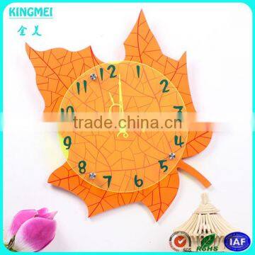 Lovely Design Wall Clock Acrylic Diy Green Leaves Shape Wall Clock photo-3