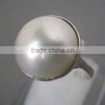 Hotsale Freshwater Round White Pearl Rings for Women photo-2