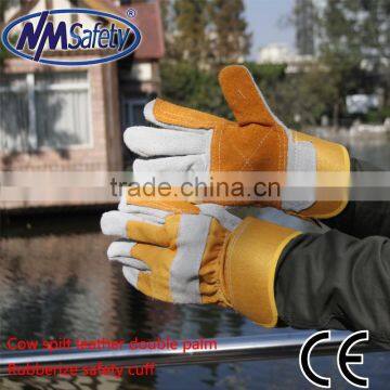 NMSAFETY cow split leather double palm working glove