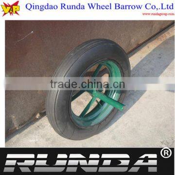 14inch solid rubber wheel with green color rim