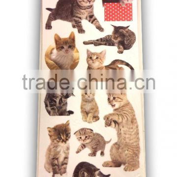 Vivid Animal Embossed Paper Sticker, Paper Sticker with Cat pattern for Decoration