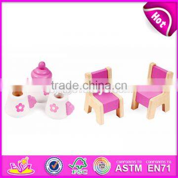 2017 New Products Customized Pink Wooden Girls Dolls House W06A171 photo-2