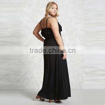 2017 Summer Women Ruffled Maxi Dress Plus Size Cocktail Dress For Fat Lady HSd9039 photo-4