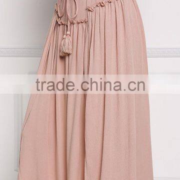 Blush Ruched New Arrive Boho High Slit Maxi Skirts Long photo-5