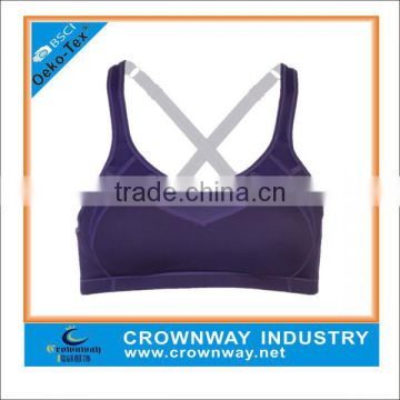 wholesale custom sports bra, gym bra, yoga bra with mesh fabric insert