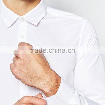 Slim Fit White Shirt With Long Sleeves Formal Business White Shirt in Poplin photo-3