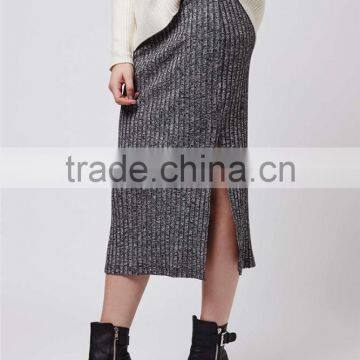 2016 High Waist Korea Style Maxi Skirts Grey Ribbed Bodycon Skirts Salt And Pepper Tube Skirts photo-4