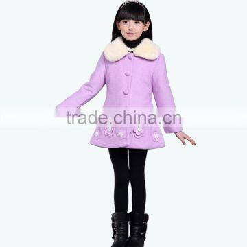 baby girls floral winter coat/purple flroal woolen coat