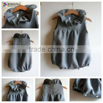 New baby clothes 100% Cotton Baby gilrs sleeveless ruffle neck romper Infant romper