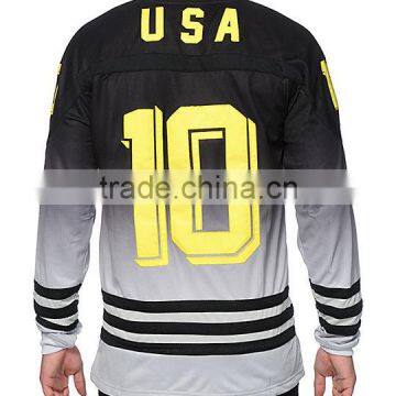 Fashion Design Mens Hockey Jersey Polyester Mesh Dri-Fit Long Sleeve T Shirt Full Sublimation Printed T Shirt Jersey