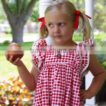 Apple Printed Lace Ruffles Sleeves Girls Party Dresses Best Selling Products 2017 In USA photo-2