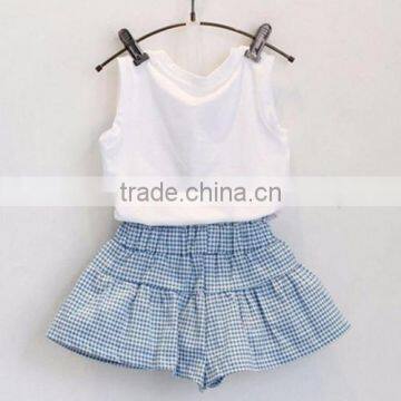 FEITONG Kids Girls Cute Bow Girl Pattern Shirt Top Grid Shorts Set Clothing Summer Girls Clothing photo-2
