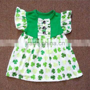 Boutique Children St. Patrick's Day Clothing Baby Girls Shamrock 2 Pcs Clothes Cute Green Clover Tunic Top and Legging Outfit photo-4