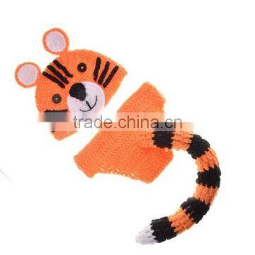 Cute Baby Tiger Pattern Crochet Knit Photography Props Outfit Infant Toddler Hat and Diaper Cover For 3-24 Months photo-3