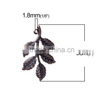 Iron Based Alloy Pendants Leaf Cluster Branch Antique Copper photo-2