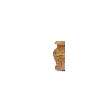 Hand Carved Wooden Vase Jungle Work India Fair Trade Art