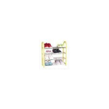 4 Tier 12 Pair Shoe Storage Racks / Shelves with Yellow, Blue, Pink JP-SR104