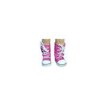 Fuchsia Bright Color Long Shoelaces Doll Boots , 18 inch Doll Boots