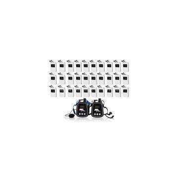 High quality digital wireless audio tour guide package(2 pc transmitter+30 pc receivers+ Chargers+Bag)